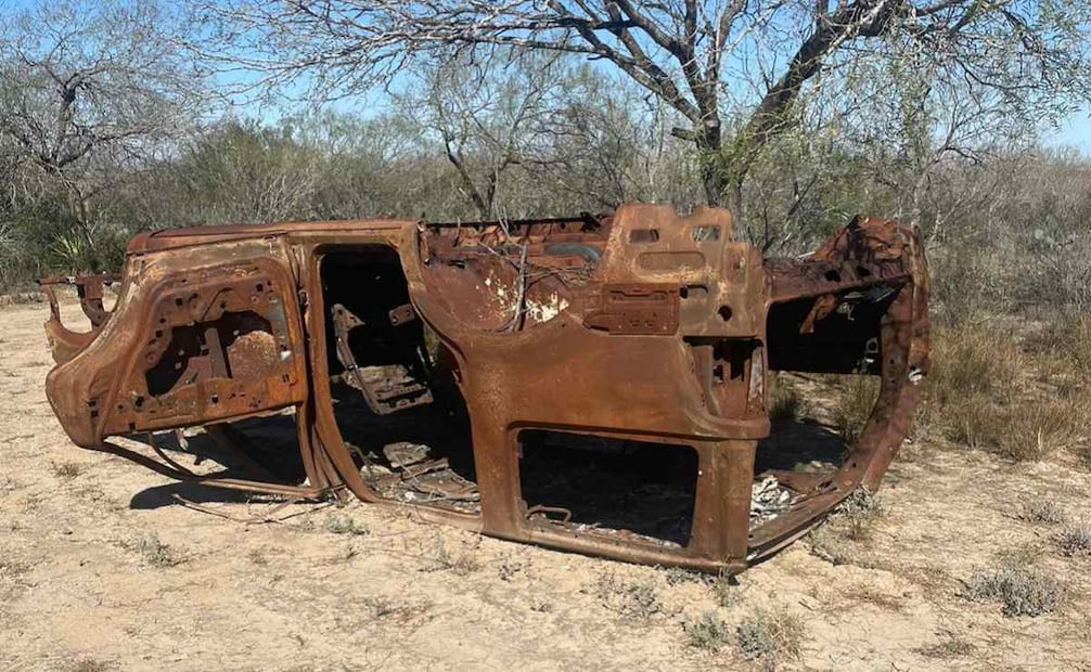 Localizan vehículo calcinado en Tamaulipas (29/12/2024). Foto: Especial