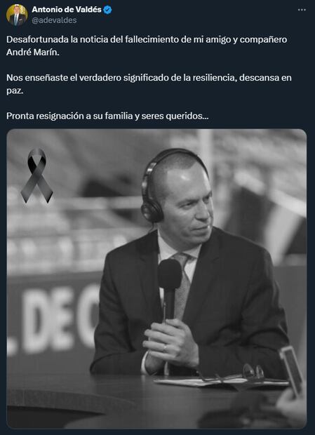 Images of Deportivo and the television laminate about the death of André Marín