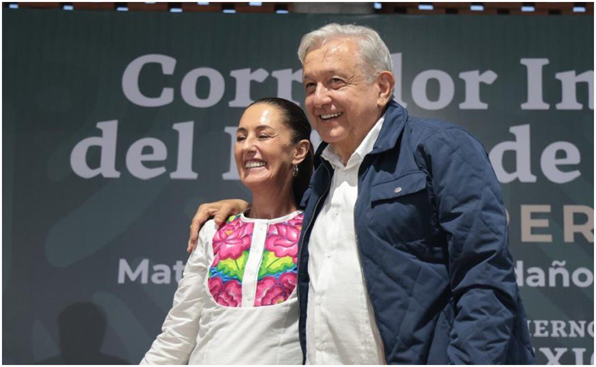 Claudia Sheinbaum y Andrés Manuel López Obrador realizan gira para supervisar trabajos en el Tren Interoceánico. Foto: Especial