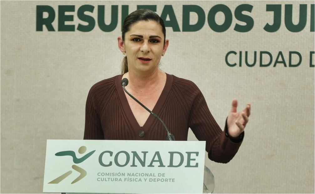 Ana Gabriela Guevara emitió una conferencia de prensa. FOTO: @CONADE