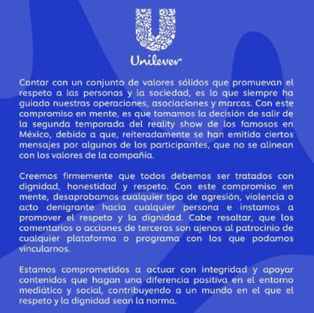 La empresa mexicana se comprometió a patrocinar contenidos que fomenten la dignidad y el respeto. Foto: Instagram