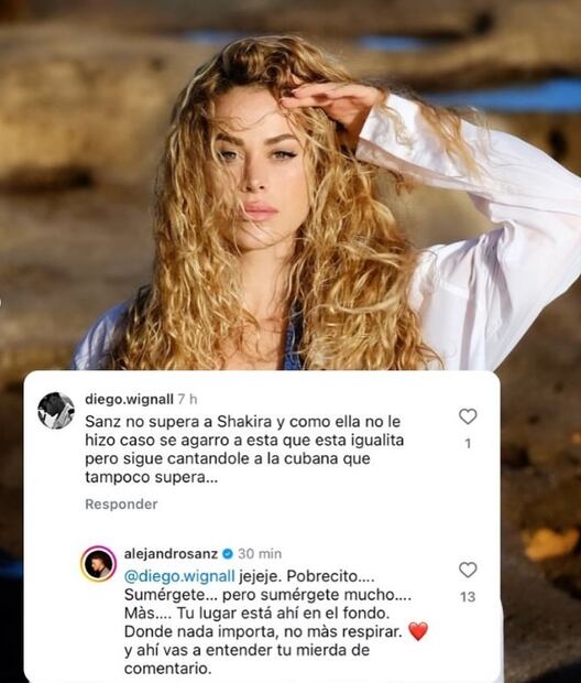 Alejandro Sanz  reacciona a las comparaciones entre su novia Candela Márquez y su amiga Shakira.