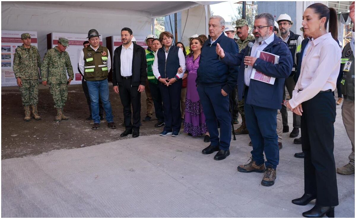 Sheinbaum anuncia supervisión de Trolebús Chalco-Santa Martha y Tren “El Insurgente” en compañía de AMLO, Martí Batres, Clara Brugada y Delfina Gómez. Foto: Especial