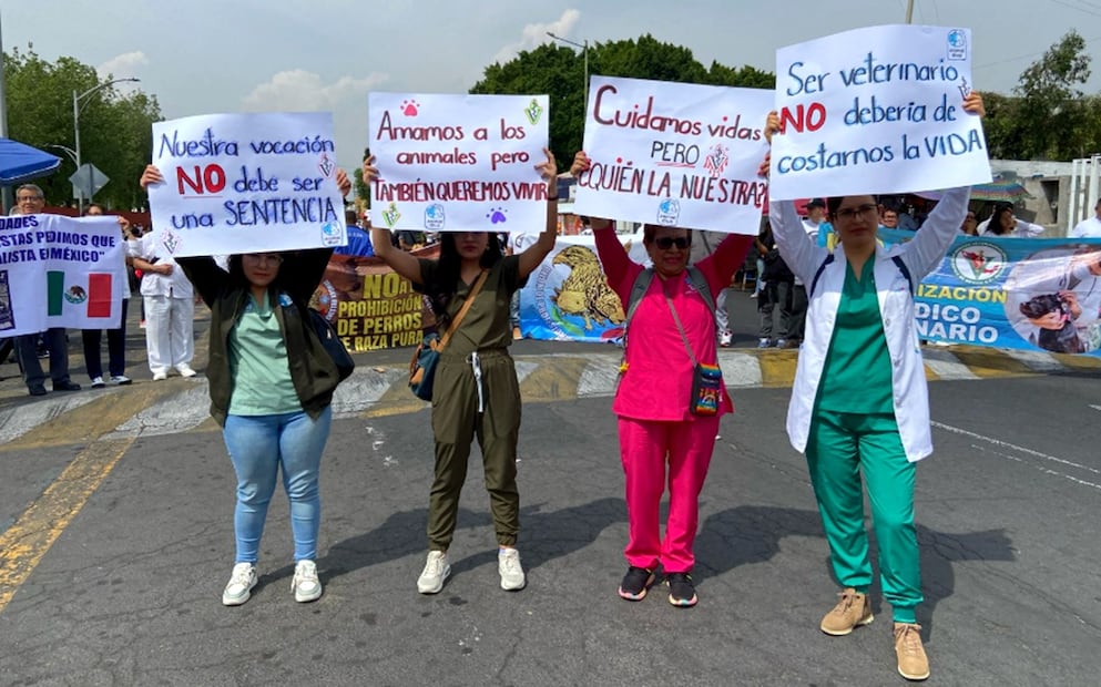 Veterinarios exigen justicia por el asesinato de Héctor Hernández Cañas el pasado 9 de febrero en Tultepec, Estado de México. Foto: Sharon Mercado/EL UNIVERSAL