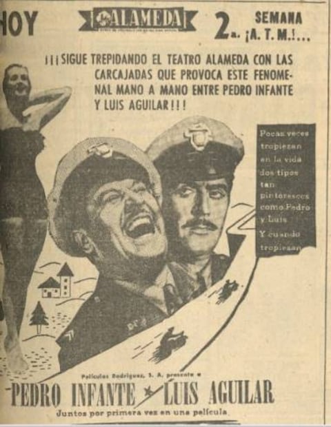 Póster de la cinta "A toda máquina", protagonizada por Luis Aguilar y Pedro Infante. Hemeroteca EL UNIVERSAL.