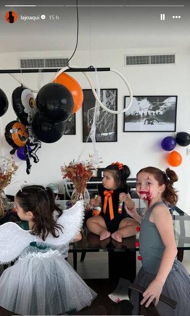 Inti y las hijas de La Joaqui, amiga de Cazzu, disfrutan del Halloween.