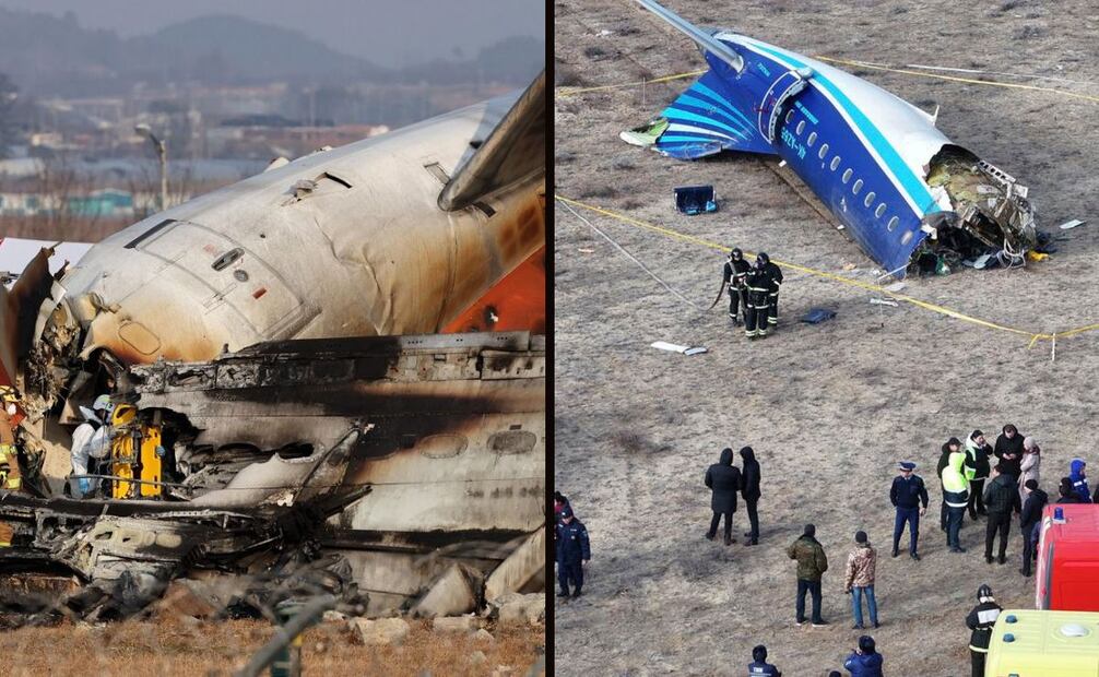 Las últimas semanas, Corea del Sur y Kazajistán vivieron tragedias a causa de accidentes aéreos. Fotos: AFP y EFE