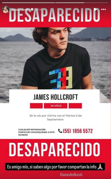 El actor James Hollcroft fue reportado como desaparecido.