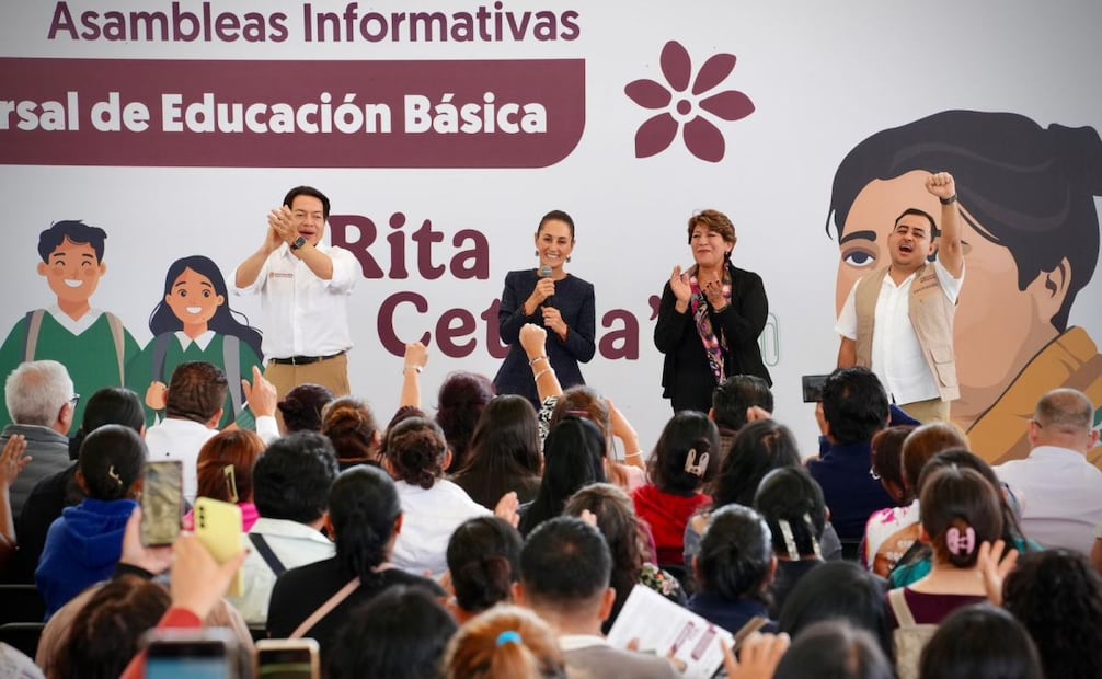 Claudia Sheinbaum acudió a la secundaria Oficial 250 “Moisés Saenz” ubicada en el municipio de Papalotla, Estado de México. Foto: Especial