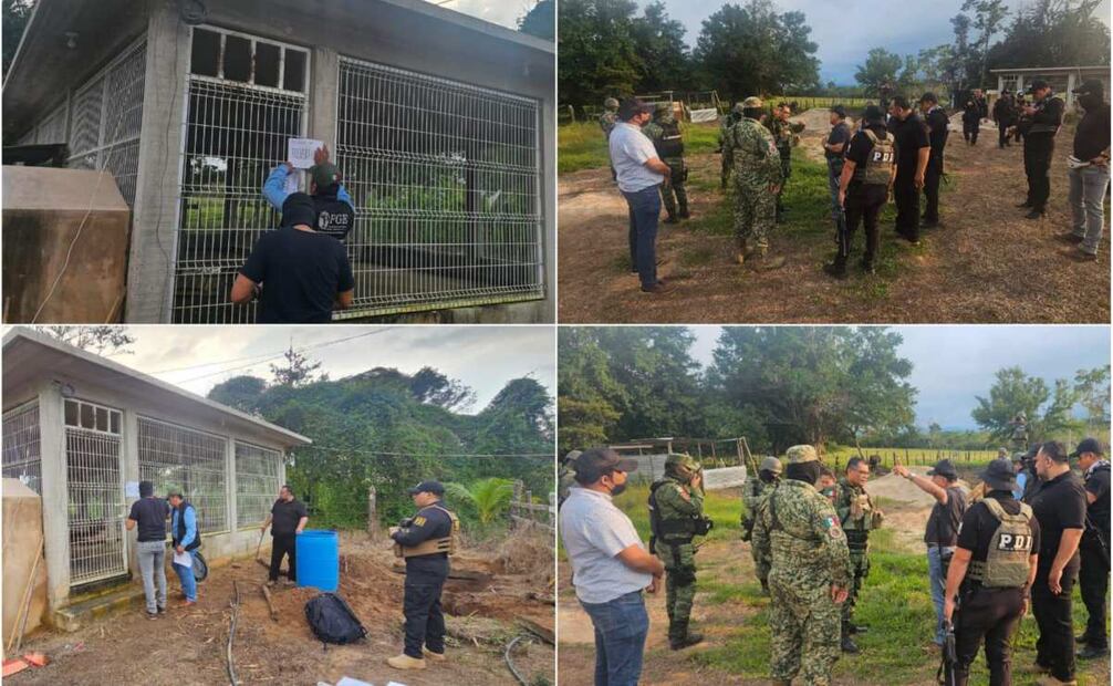 Elementos de seguridad cateando el rancho donde fue hallado el tigre (15/01/2025). Foto: Especial