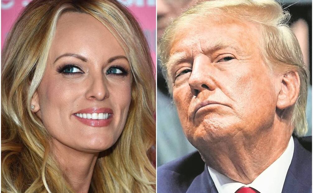 Exactriz de cine para adultos, Stormy Daniels y el expresidente estadounidense, Donald Trump. Fotos: Robyn Beck / AFP y Sue Ogrocki/AP