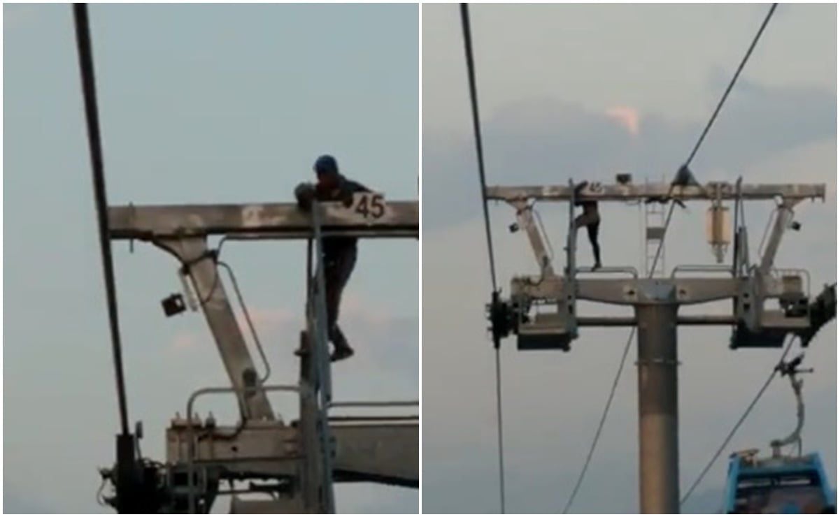 VIDEO. Sujeto camina sobre Cablebús en Iztapalapa